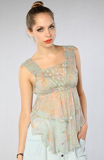 Free People The New Romantics Blouse in Pale Lime - Lyst
