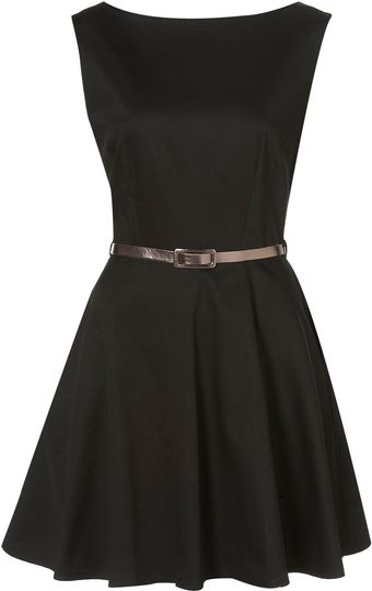 Topshop Cotton Belted Skater Dress By Rare - Lyst