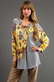 Tracy Reese Pintucked Peasant Blouse in Saflower Floral 45 Off - Lyst