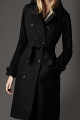 Burberry Long Cotton Gabardine Hooded Trench Coat
