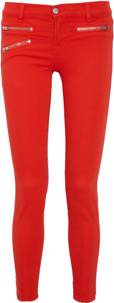 J Brand Zoey Midrise Cropped Skinny Jeans in Red - Lyst