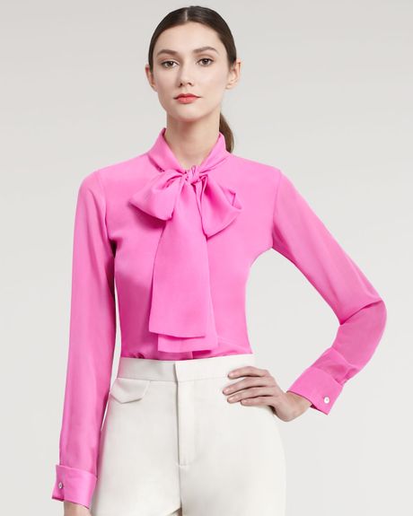 pink silk long sleeve blouse