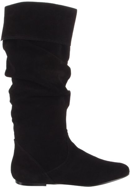 black suede flat boots