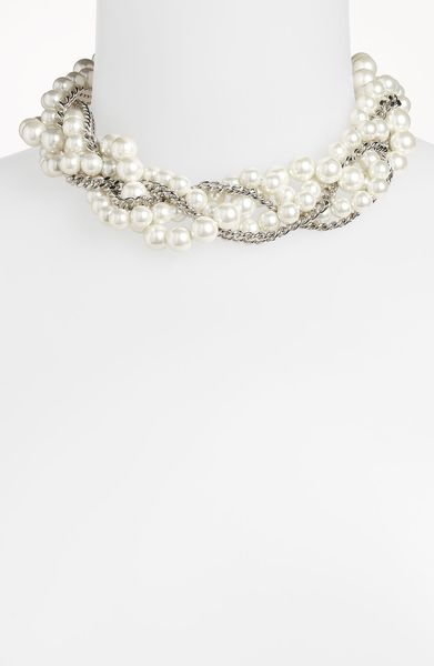 Givenchy Indus Glass Pearl Torsade Necklace in White (white pearl/ silver) - Lyst