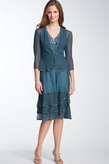 Komarov Beaded Charmeuse Chiffon Dress with Jacket - Lyst