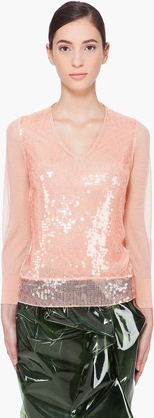 Marc Jacobs Peach Sequin Sweater in Pink - Lyst