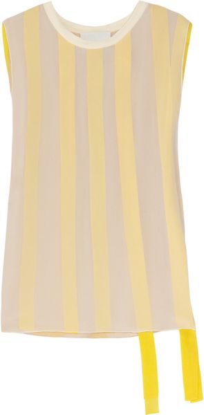 3.1 Phillip Lim Ribbon Embellished Silk Chiffon Top in Beige (cream) - Lyst