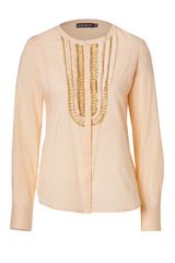 Antik Batik Nude Top with Gold Pearl Embroidery