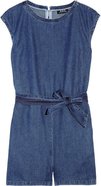 A.p.c. Washed Denim Playsuit in Blue (denim) - Lyst
