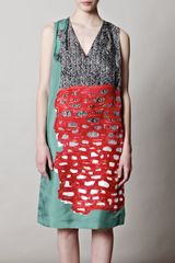 Balenciaga Herringbone African Mix Print Dress