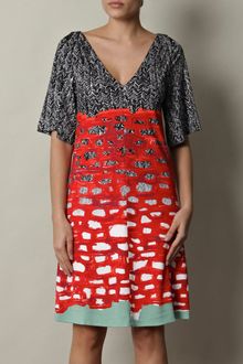 Balenciaga Herringbone African Mix Print Dress - Lyst
