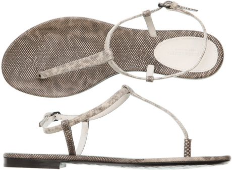 Bottega Veneta Karung Snake Flat Sandals in Animal (snake) - Lyst
