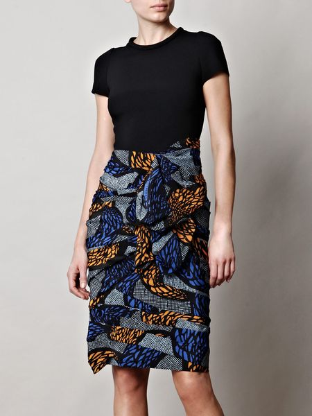 Burberry Prorsum Africanprint Dress in Black - Lyst