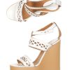 Chloé Lasercut Leather Wedge Shoes in White - Lyst