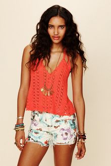Free People Floral Printed Denim Cutoff - Lyst