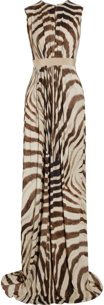 Giambattista Valli Zebraprint Stretch Crepejersey Gown - Lyst