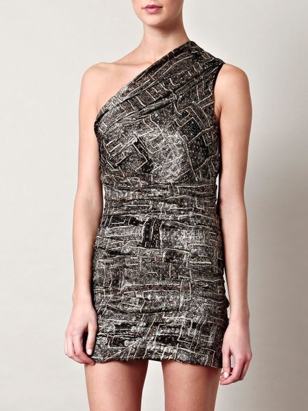Isabel Marant Inio Oneshoulder Dress in Gray (black) - Lyst