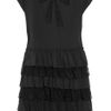 Miu Miu Lace and Silk Tiered Cotton Jersey Dress in Black - Lyst