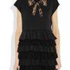 Miu Miu Lace and Silk Tiered Cotton Jersey Dress in Black - Lyst