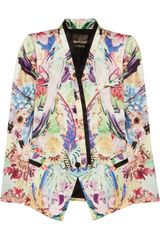 Roberto Cavalli Floral Print Silk Twill Blazer