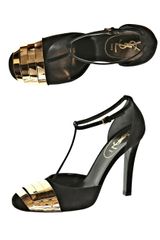Yves Saint Laurent Injenue Suede Gold Toecap Shoes