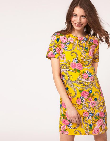 Asos Collection Tshirt Dress in Paisley Floral Print in Floral (print) - Lyst