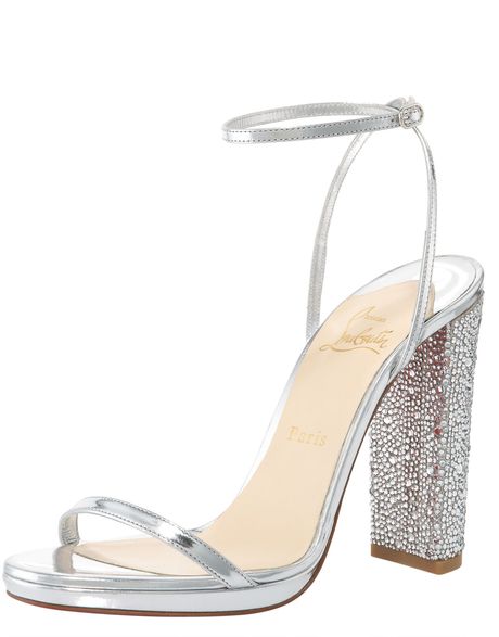 Christian Louboutin Au Palace Crystalheel Metallic Sandal in Silver (nude) - Lyst