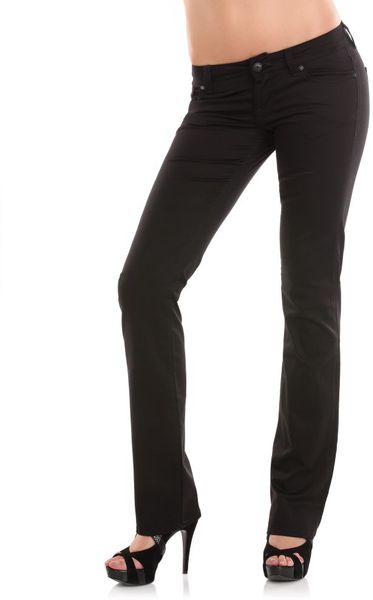 Guess Starlet Straight Stretch Satin Pant in Black - Lyst