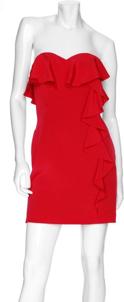 Jay Godfrey Preorder Strapless Ruflle Mini Dress in Red (tomato) - Lyst