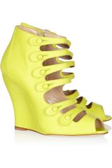 Oscar de la Renta Dakota Brushed Leather Wedge Sandals