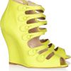 Oscar De La Renta Dakota Brushed Leather Wedge Sandals in Green (chartreuse) - Lyst