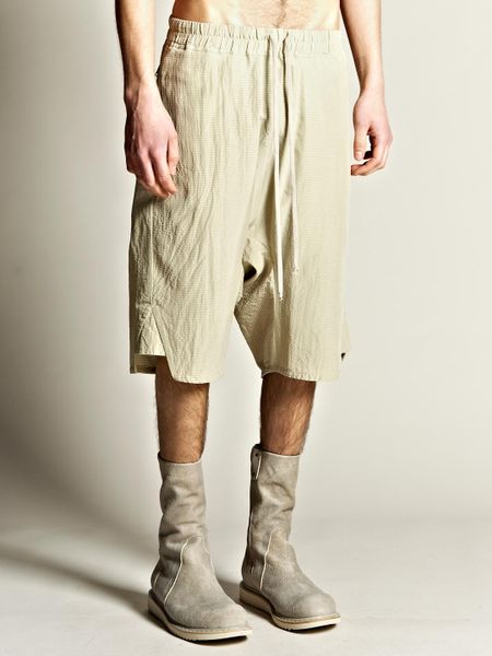 Rick Owens Mens Basket Swinger Drop Crotch Striped Shorts in Beige for Men (vanilla) - Lyst