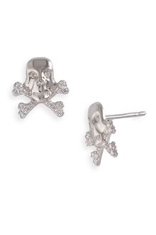 Tom Binns Bejewelled Charm Offensive Skull Stud Earrings - Lyst