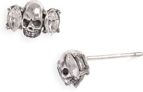 Tom Binns Momento Mori Skull Crystal Stud Earrings in Silver - Lyst