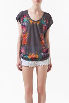 Zara Floral Print Tshirt - Lyst