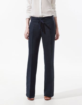 Zara Linen Trousers - Lyst