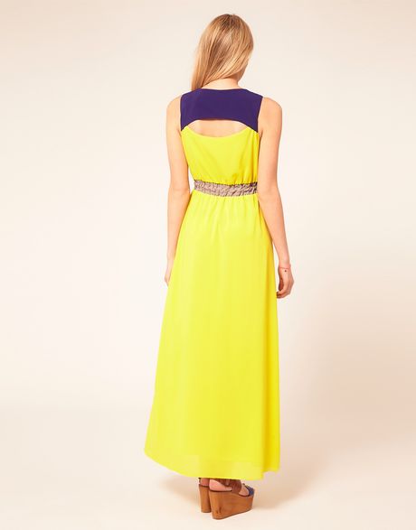 ... Asos Petite Exclusive Maxi Dress with Drawstring Waist in Yellow