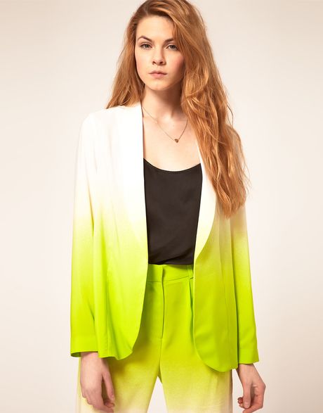 Asos Ombre Blazer in Yellow (ivorygreen) - Lyst