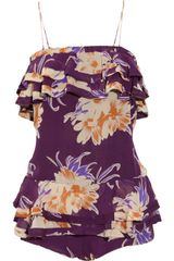 By Malene Birger Saphia Printed Silkchiffon Playsuit