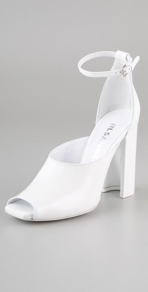 Jil Sander Open Toe Heels in White - Lyst