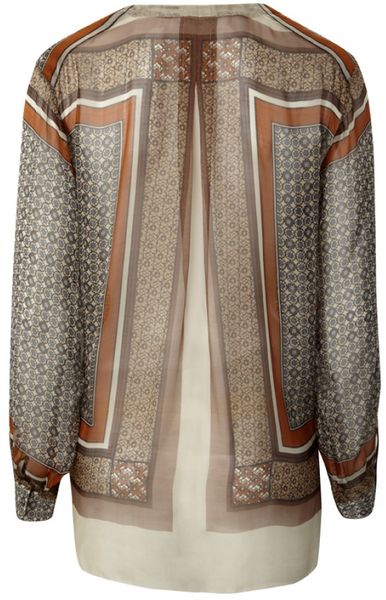 L'agence Lagence Band Collar Blouse Gold Geo Print in Multicolor (gold) - Lyst
