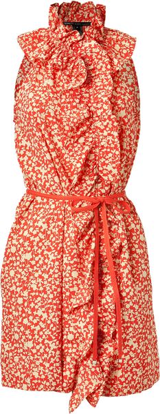 Marc By Marc Jacobs Red Belted Floral Dress in Red - Lyst