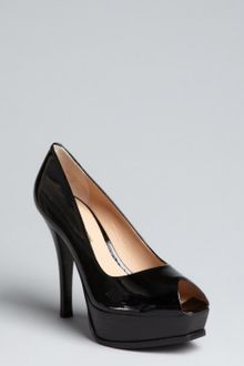 Pour La Victoire Black Patent Leather Titiana Platform Peep Toe Pomps - Lyst