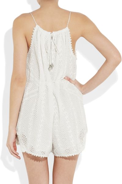 Zimmermann Devoted Broderie Anglaise Cotton Playsuit in White | Lyst