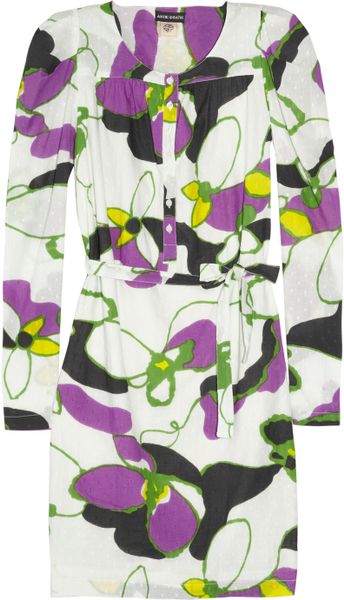 Antik Batik Printed Texturedcotton Dress in White - Lyst