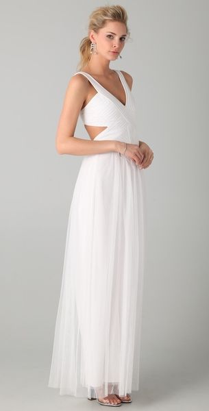 Bcbgmaxazria Mara Open Back Gown in White - Lyst