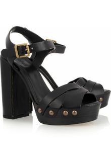 Chloé Leather and Wood Sandals - Lyst