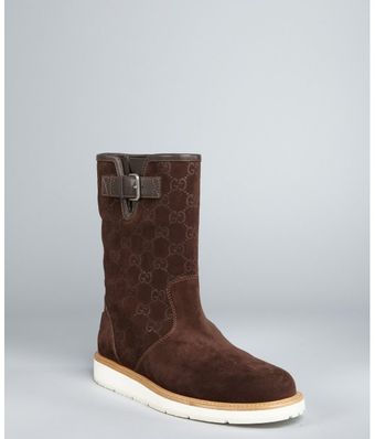  Natural Gg Suede Buckled Boots 