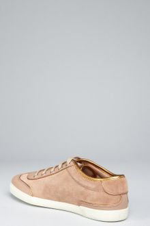 Gucci Pink Suede Laceup Sneakers - Lyst