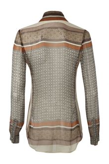 L'Agence Lagence Scarf Print Blouse Brown - Lyst